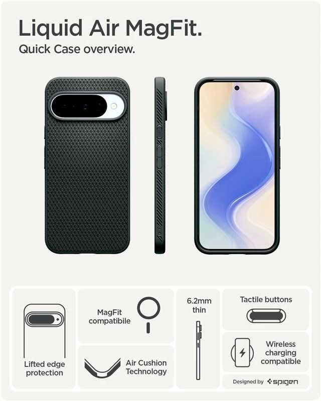 Spigen Liquid Air dėklas skirtas Google Pixel 10 / 10 Pro – žalios spalvos