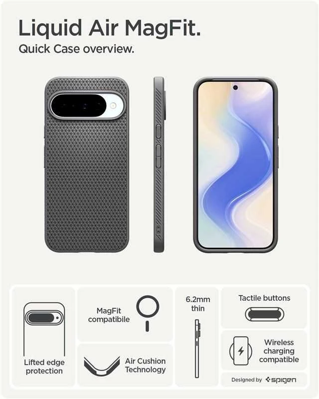 Spigen Liquid Air MagSafe dėklas skirtas Google Pixel 10 / 10 Pro – pilkos spalvos