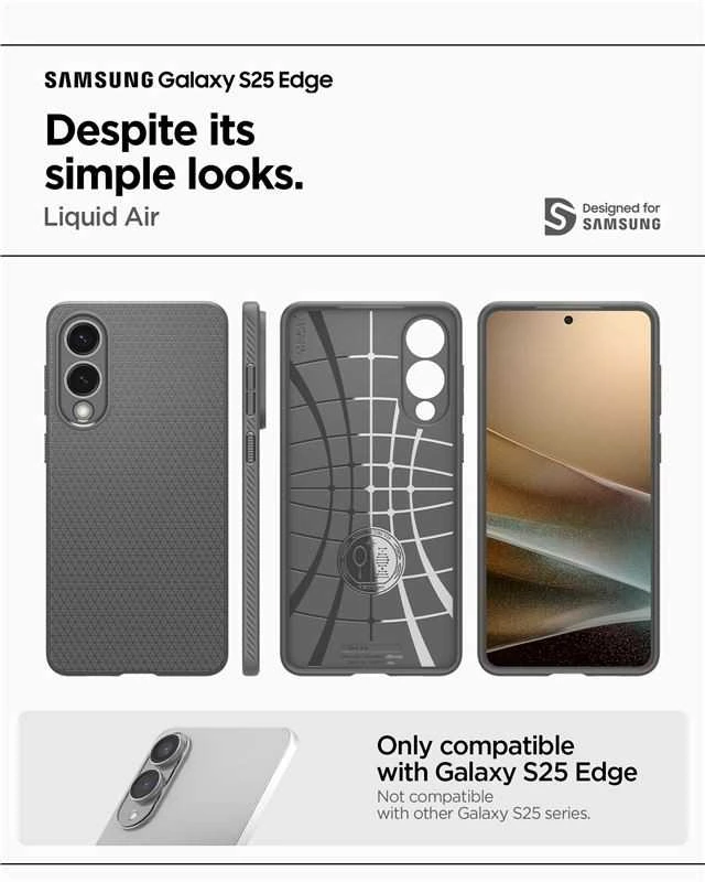 Spigen Liquid Air dėklas skirtas Samsung Galaxy S25 Edge – pilkos spalvos