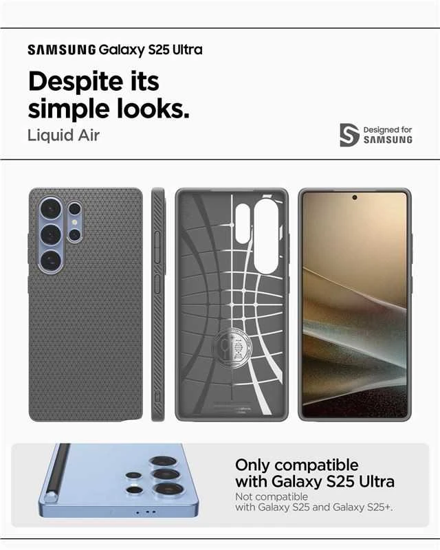 Dėklas Spigen Liquid Air Galaxy S25 Ultra marble pilkas