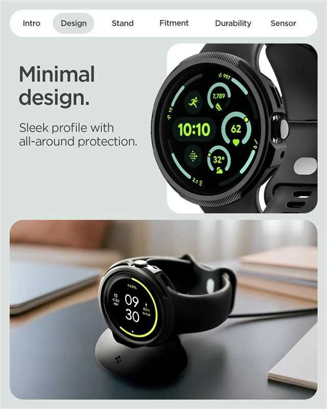 Spigen Liquid Air, matte juodas - Google Pixel Watch 4 41mm
