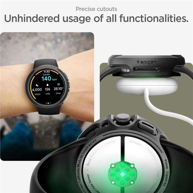 „Spigen Liquid Air“, matinis juodas - „Google Pixel Watch 3“ (45 mm)