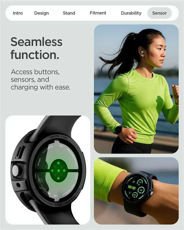 Spigen Liquid Air, matte juodas - Google Pixel Watch 4 41mm