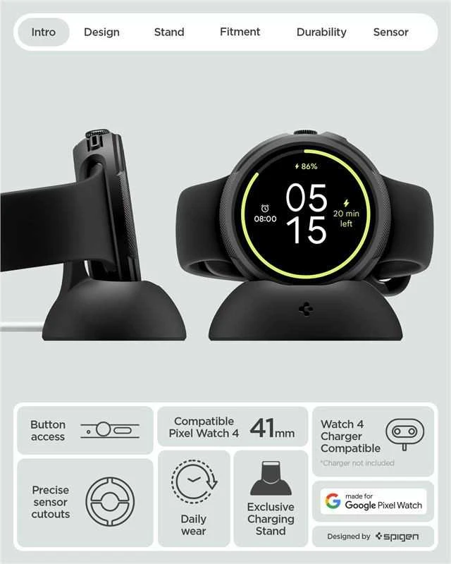 Spigen Liquid Air, matte juodas - Google Pixel Watch 4 41mm