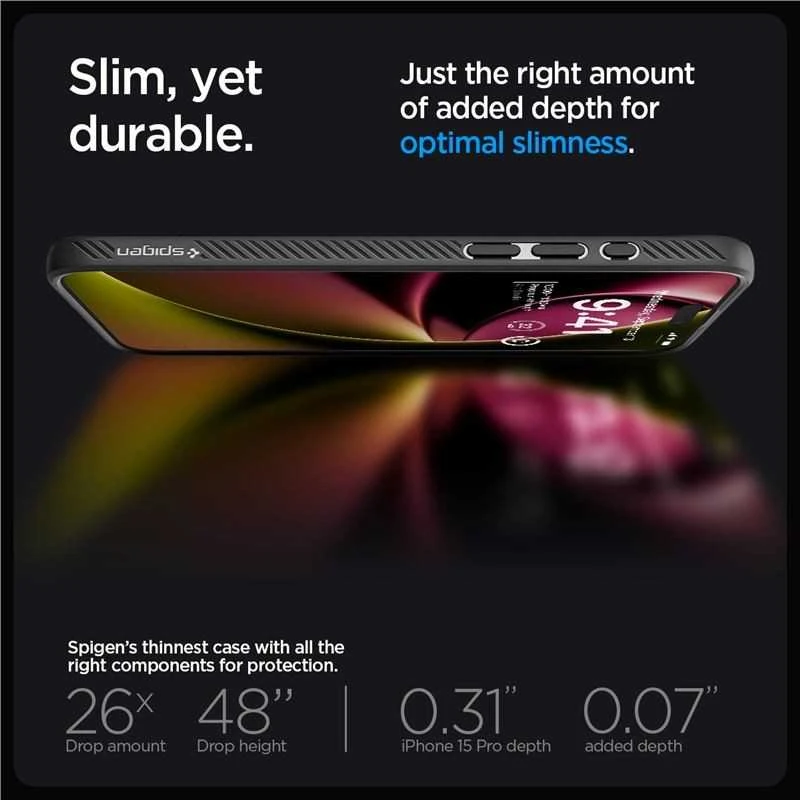 Dėklas SPIGEN LIQUID AIR IPHONE 15 PRO Juodas