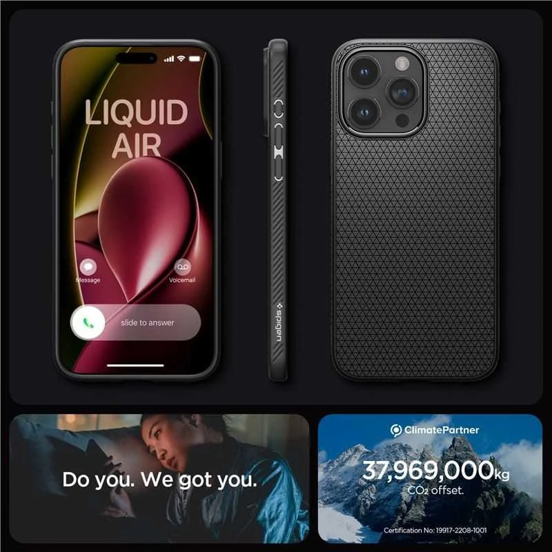 Dėklas SPIGEN LIQUID AIR IPHONE 15 PRO Juodas