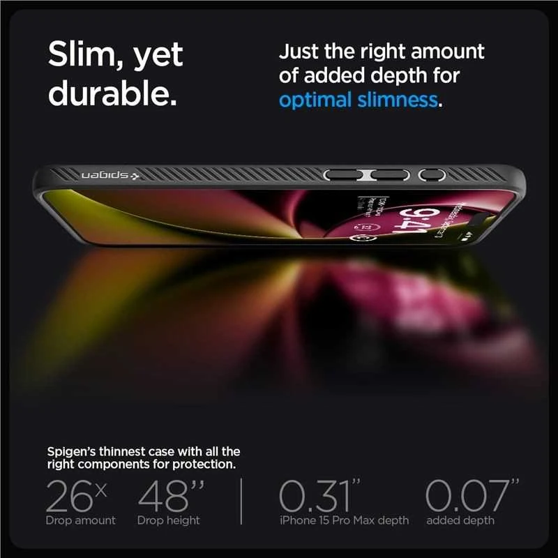 Dėklas SPIGEN LIQUID AIR IPHONE 15 PRO MAX MATTE Juodas