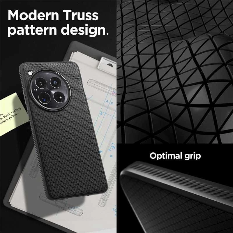 OnePlus 12 Spigen Liquid Air Matte dėklas telefonui juodos spalvos