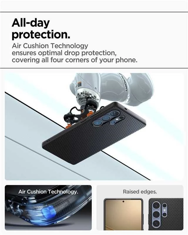 Spigen Liquid Air Samsung Galaxy S25 Ultra – dėklas telefonui juodos spalvos