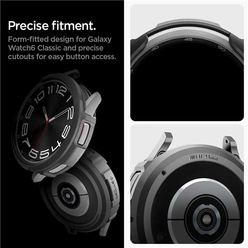 Dėklas Spigen Liquid Air, matinės juodos spalvos – Samsung Galaxy Watch6 Classic 43mm