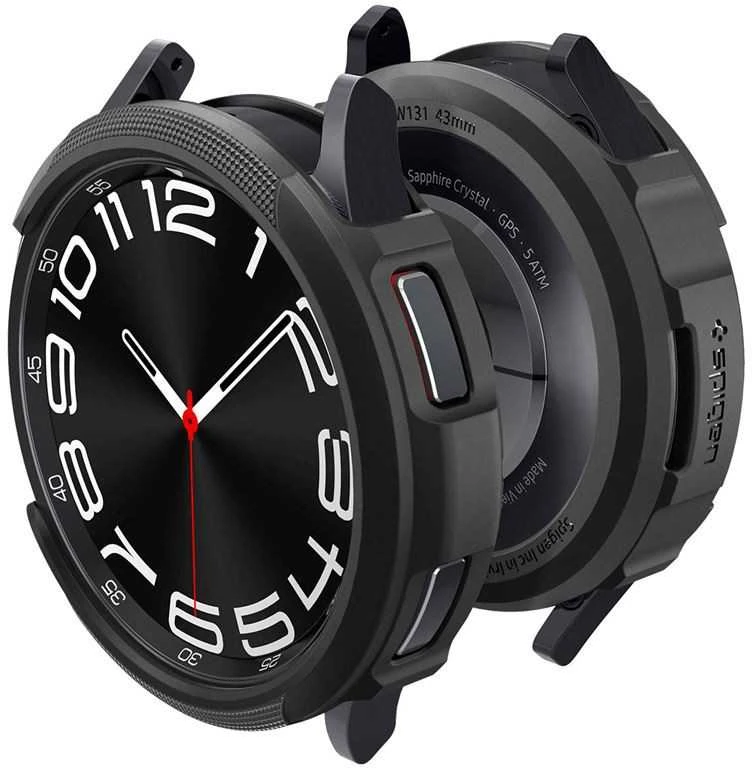 Dėklas Spigen Liquid Air, matinės juodos spalvos – Samsung Galaxy Watch6 Classic 43mm