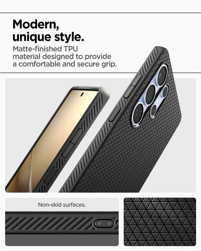 Spigen Liquid Air Samsung Galaxy S25 Ultra – dėklas telefonui juodos spalvos