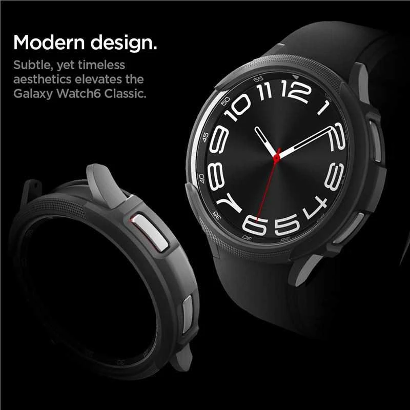 Dėklas Spigen Liquid Air, matinės juodos spalvos – Samsung Galaxy Watch6 Classic 43mm