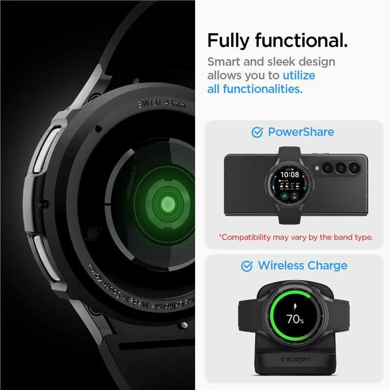 Dėklas Spigen Liquid Air, matinės juodos spalvos – Samsung Galaxy Watch6 Classic 43mm