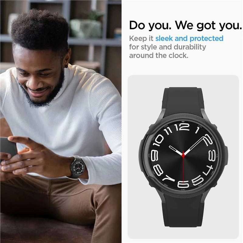 Dėklas Spigen Liquid Air, matinės juodos spalvos – Samsung Galaxy Watch6 Classic 43mm