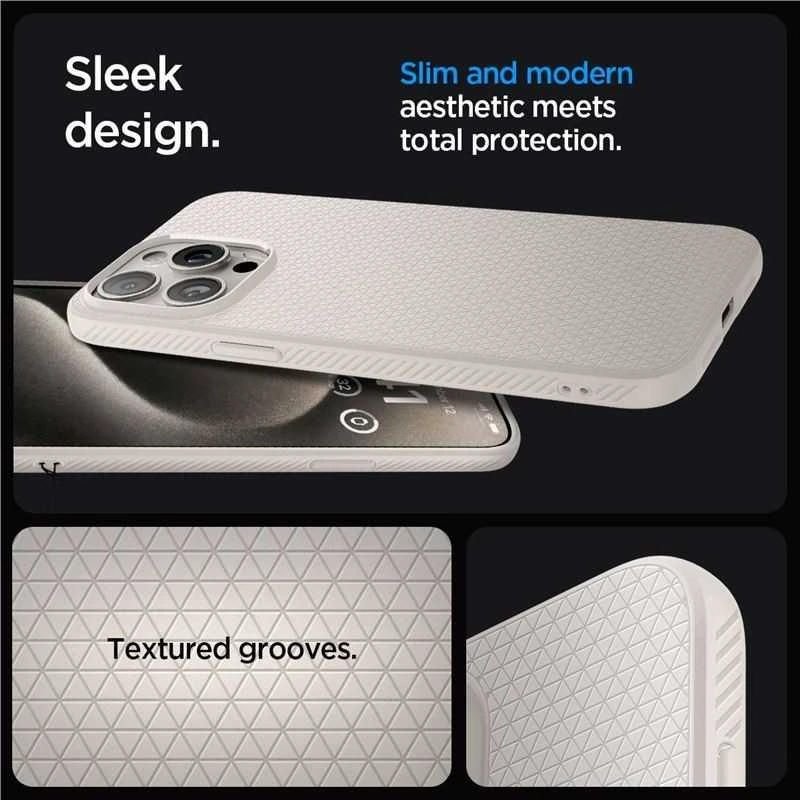 Dėklas „Spigen Liquid Air“, natūralus titanas – „Apple iPhone 15 Pro“