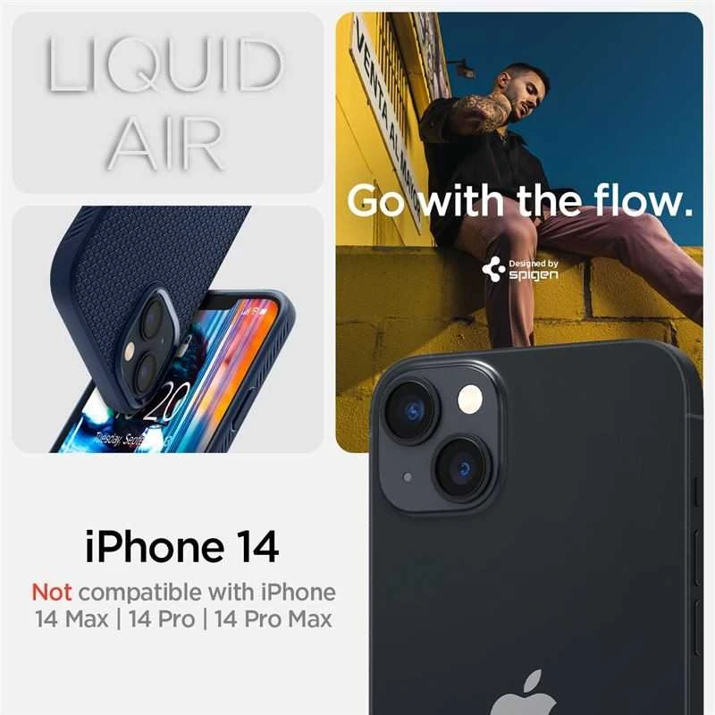 Dėklas Spigen Liquid Air, navy mėlynas - iPhone 14