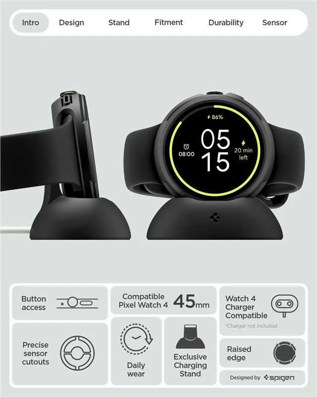 Spigen Liquid Air V2, matte juodas - Google Pixel Watch 4 45mm