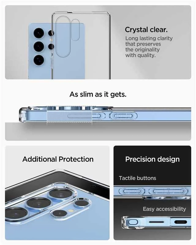 Spigen skystųjų kristalų dėklas „Samsung Galaxy S25 Ultra“ – skaidrus