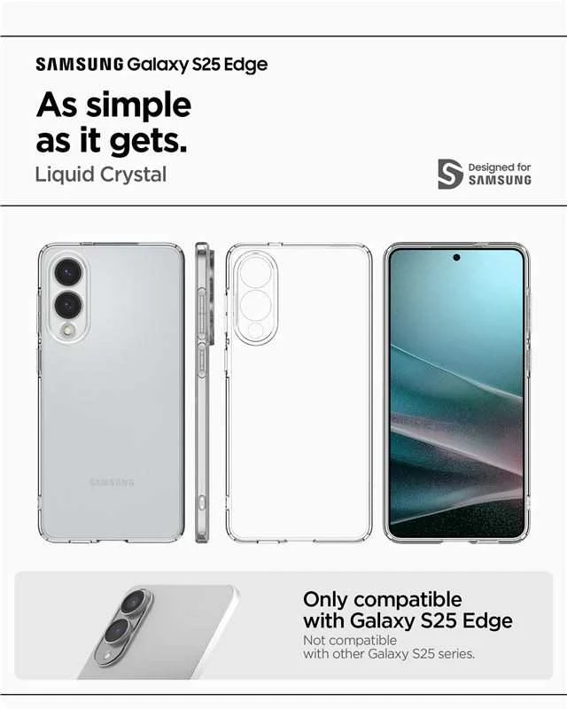 Spigen Liquid Crystal dėklas skirtas Samsung Galaxy S25 Edge – skaidrus