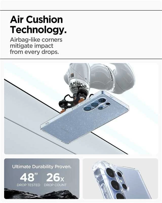 Dėklas Spigen skystųjų kristalų „Samsung Galaxy S25 Ultra“ – skaidrūs blizgučiai