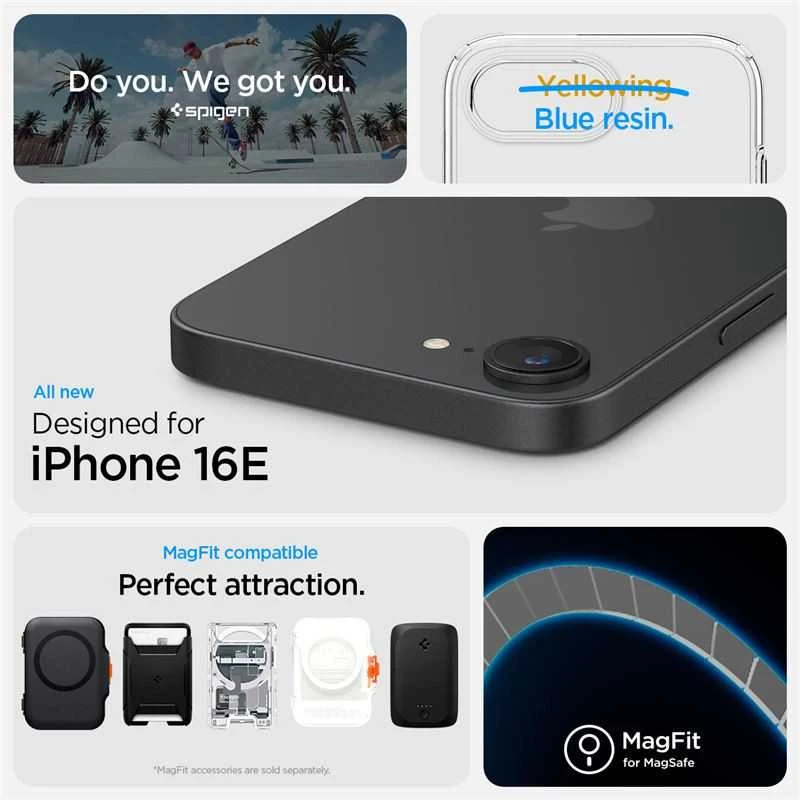 „Spigen Liquid Crystal MagSafe“ dėklas, skirtas „iPhone 16e / 17e“ – skaidrus