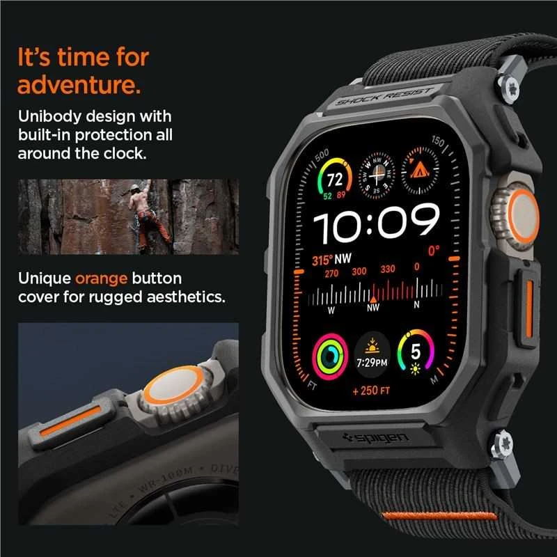 Apple Watch Ultra (49mm) Spigen Lite Fit ”Pro” dėklas laikrodžiui matinės juodos spalvos
