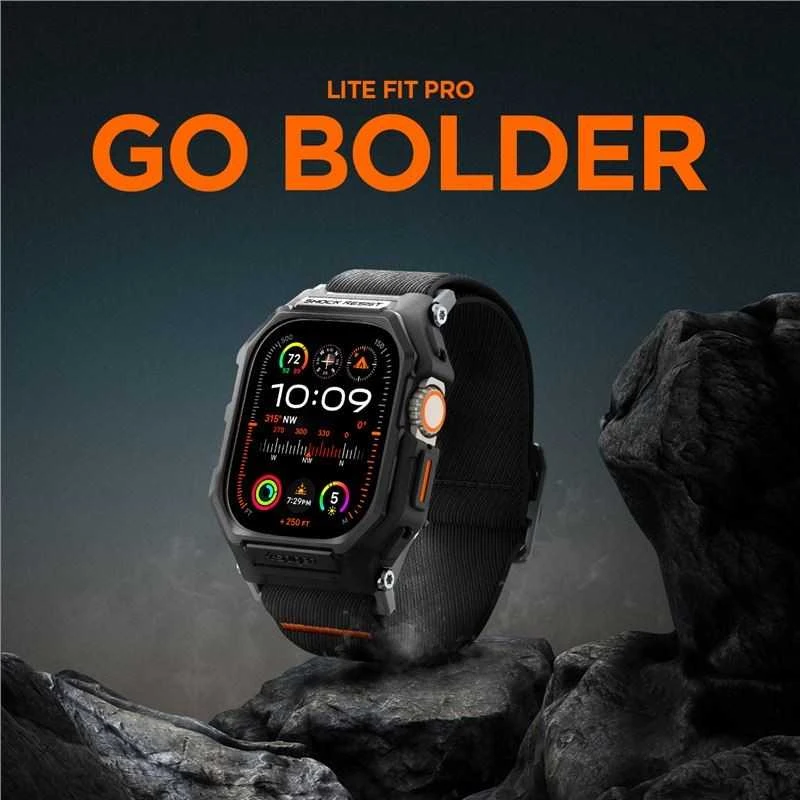 Apple Watch Ultra (49mm) Spigen Lite Fit ”Pro” dėklas laikrodžiui matinės juodos spalvos