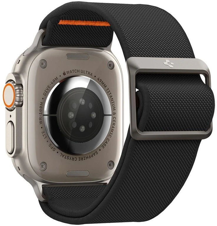 Spigen Fit Lite Ultra laikrodžio apyrankė 4 / 5 / 6 / 7 / 8 / 9 / SE / Ultra (42 / 44 / 45 / 49 mm) juodos spalvos