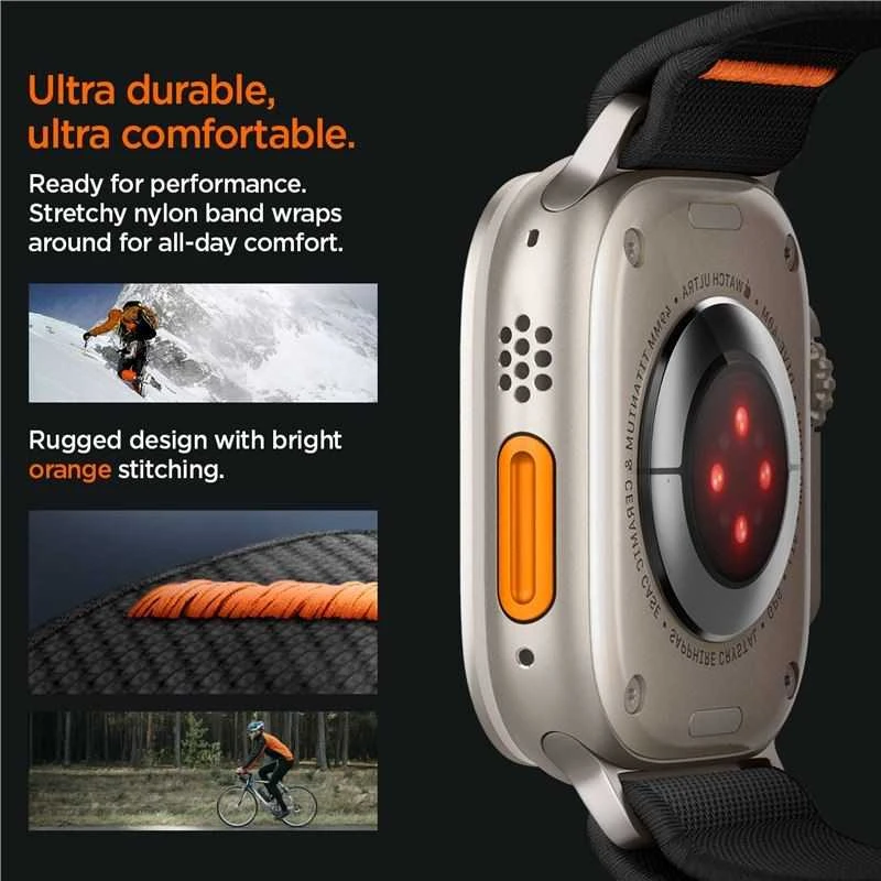 Spigen Fit Lite Ultra Apple Watch 4 / 5 / 6 / 7 / 8 / 9 / SE / Ultra (42 / 44 / 45 / 49 mm) juodos spalvos