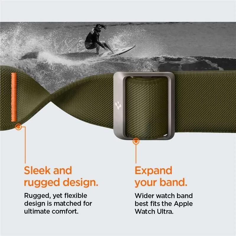 Dėklas „Spigen Fit Lite Ultra®“ dirželis, skirtas „Apple Watch 42/44/45/49 mm“ (chaki spalvos)