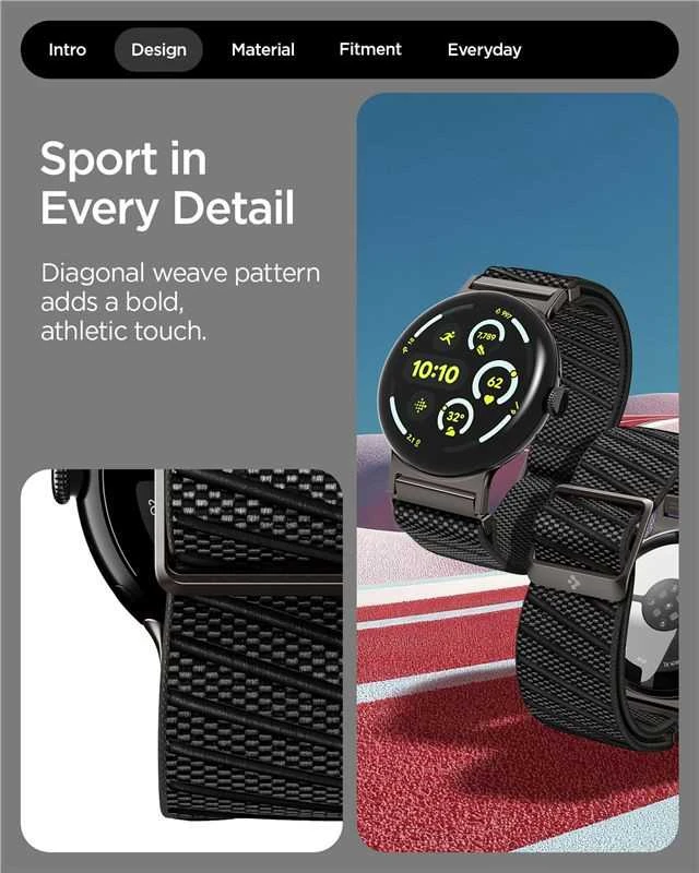 Spigen Lite Fit X Band, juodas - Google Pixel Watch 4/3/2/1 41mm