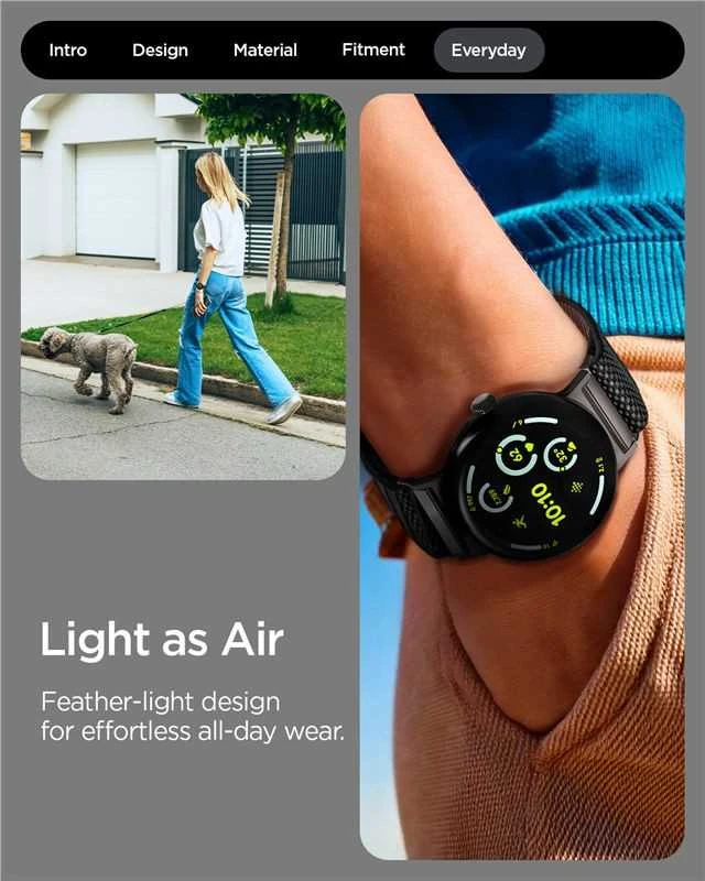 Spigen Lite Fit X Band, juodas - Google Pixel Watch 4/3/2/1 41mm