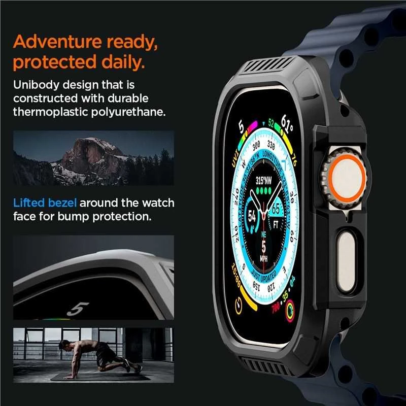 Spigen Lock Fit, juodas - Apple Watch Ultra 2/Ultra 49mm