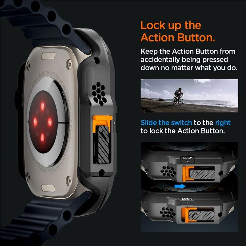 Spigen Lock Fit, juodas - Apple Watch Ultra 2/Ultra 49mm