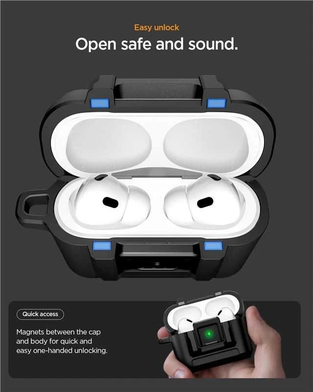 Dėklas Spigen Lock Fit, matte juodas - AirPods Pro 3