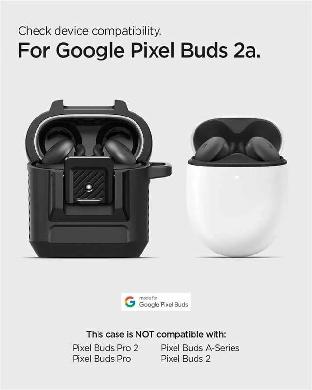 Spigen „Lock Fit“, matinės juodos spalvos – „Google Pixel Buds 2a“