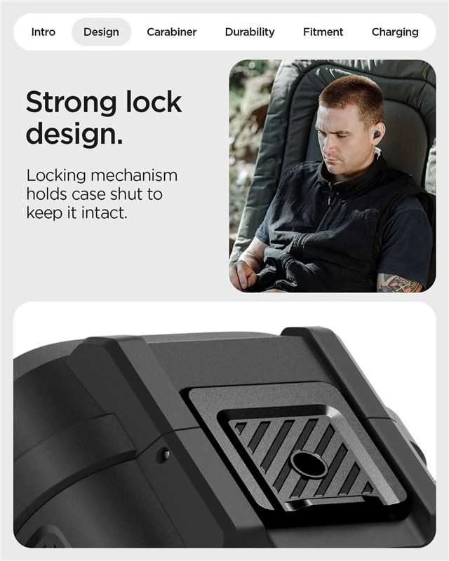 Spigen „Lock Fit“, matinės juodos spalvos – „Google Pixel Buds 2a“