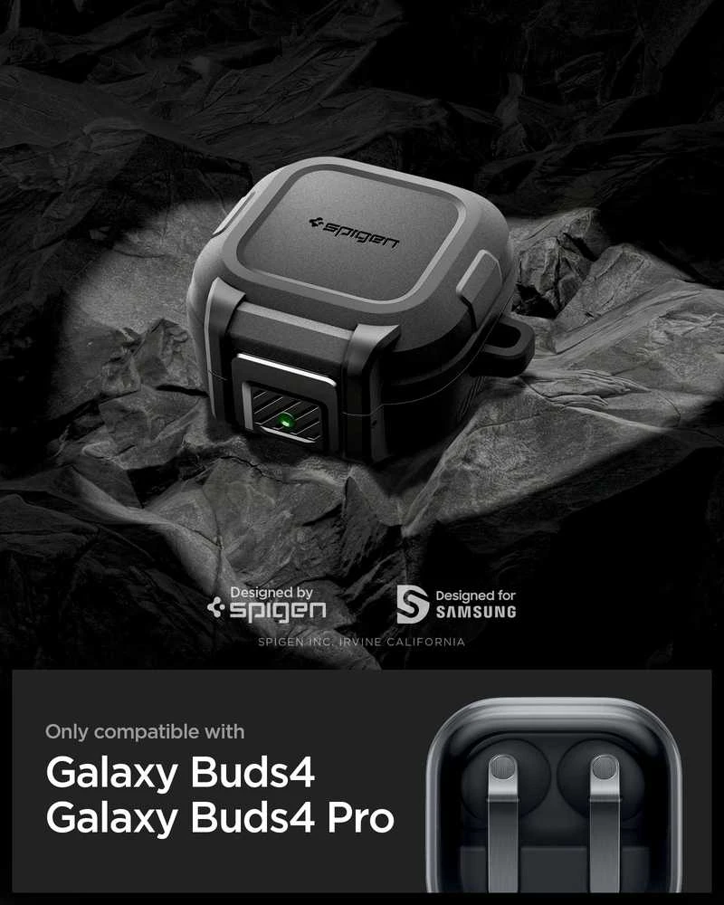 Dėklas Spigen Lock Fit Samsung Galaxy Buds 4 / 4 Pro Matte juodos spalvos