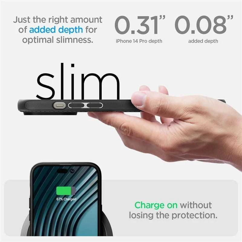 Dėklas Spigen Mag Armor MagSafe, matinė juoda - iPhone 14 Pro