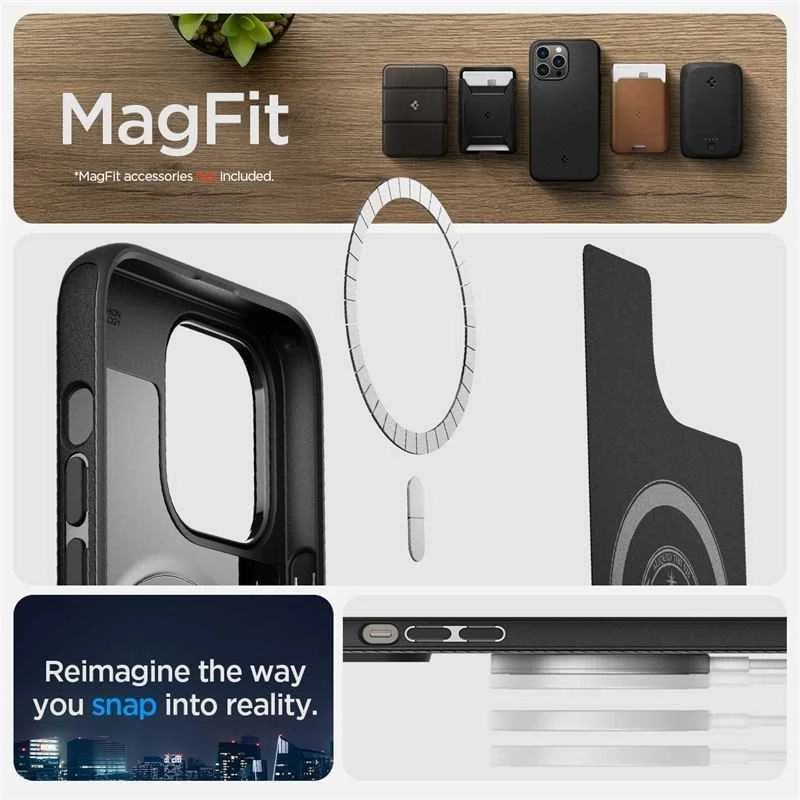 Dėklas Spigen Mag Armor MagSafe, matinė juoda - iPhone 14 Pro