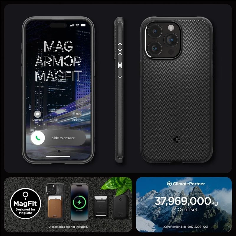 Spigen Mag Armor (MagFit) dėklas skirtas Apple iPhone 15 Pro Max, spalva - Matte Black