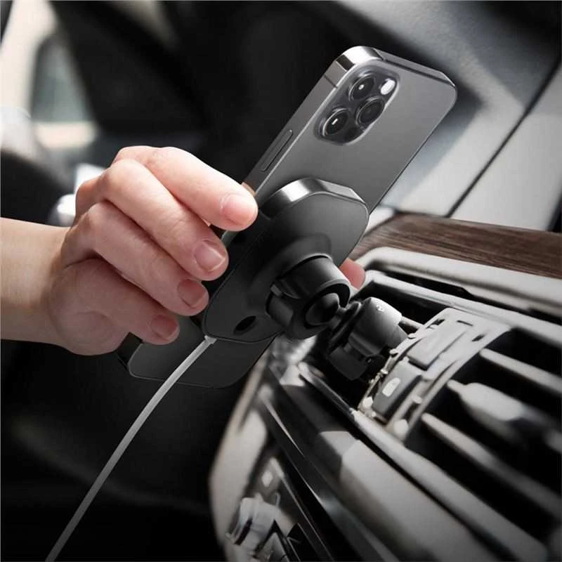 „Spigen MagFit“ automobilio laikiklis, skirtas „MagSafe“ įkrovikliui