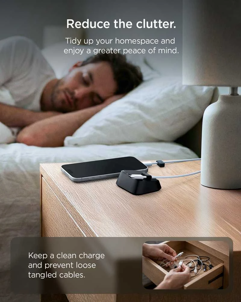 Spigen Magnetinis kabelių laikiklis, juodas