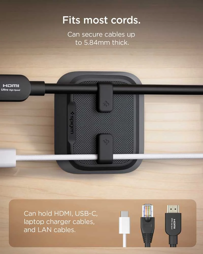 Spigen Magnetinis kabelių laikiklis, juodas