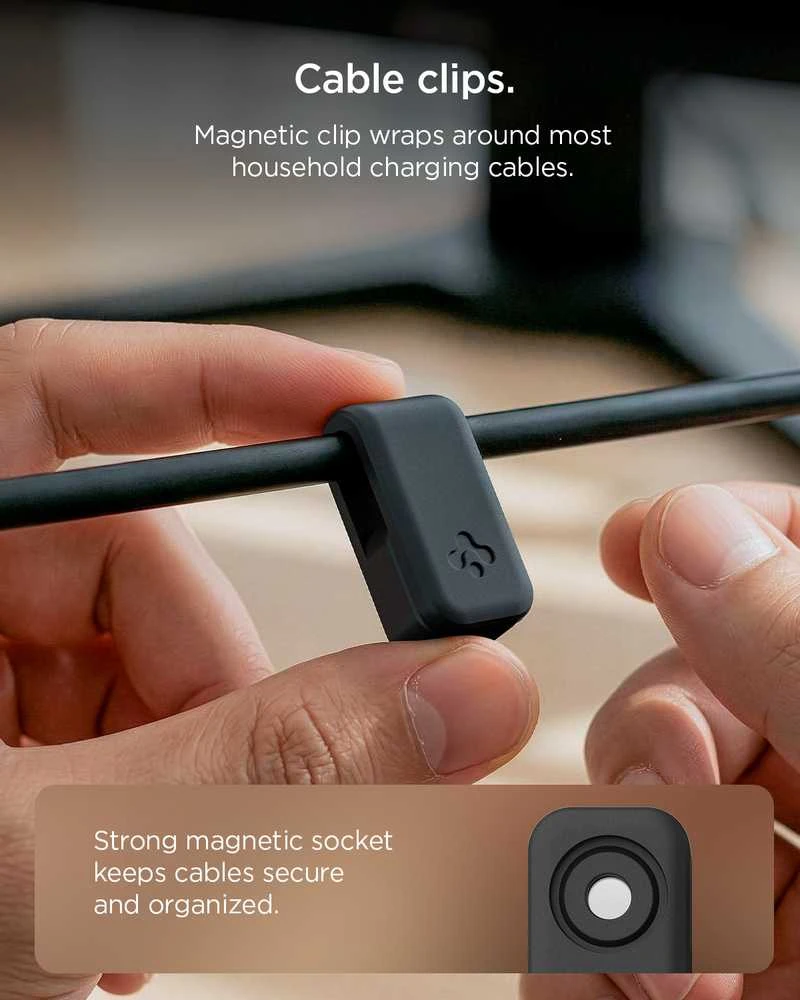 Spigen Magnetinis kabelių laikiklis, juodas