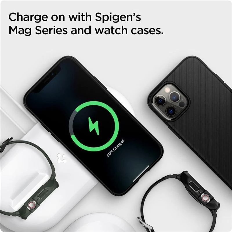 Laikiklis-stovas SPIGEN MAG FIT DUO MagSafe/Watch baltas