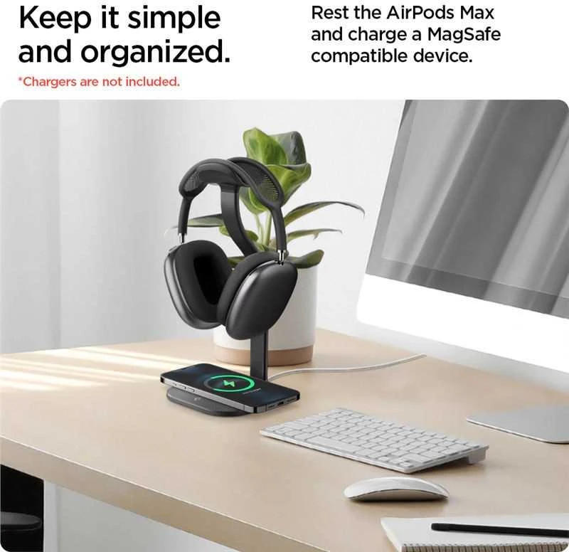 Spigen MagSafe Charger Stand laikiklis AirPods Max ausinėms (juodas)