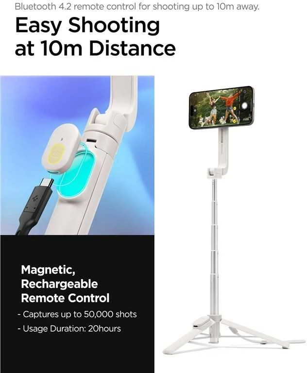 Asmenukių lazda Spigen S571W MagSafe Bluetooth with tripod – juodos spalvos