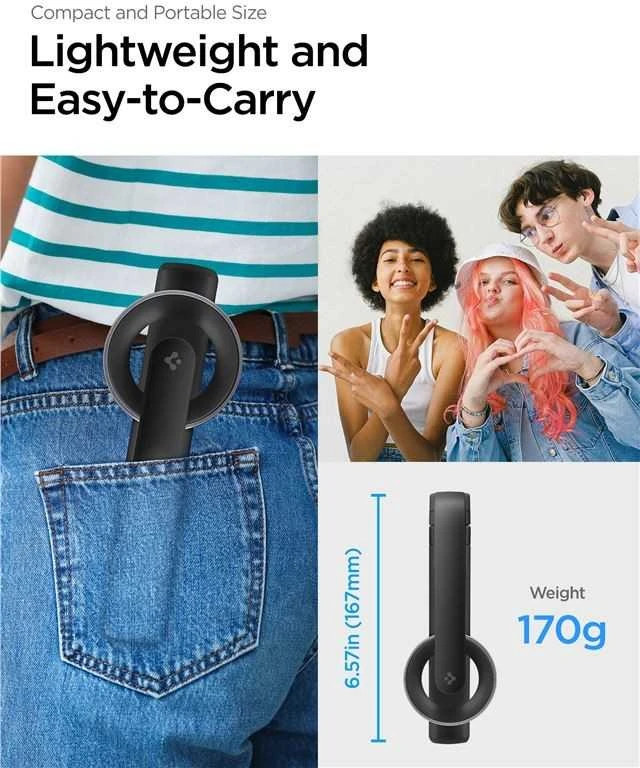 Asmenukių lazda Spigen S571W MagSafe Bluetooth with tripod – juodos spalvos
